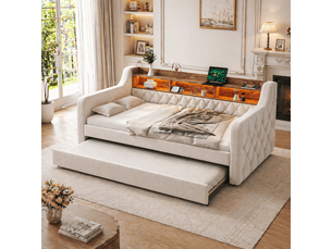 Lit gigogne 90x190 cm <strong></strong>  <strong>Morn Vibe</strong> coloris beige