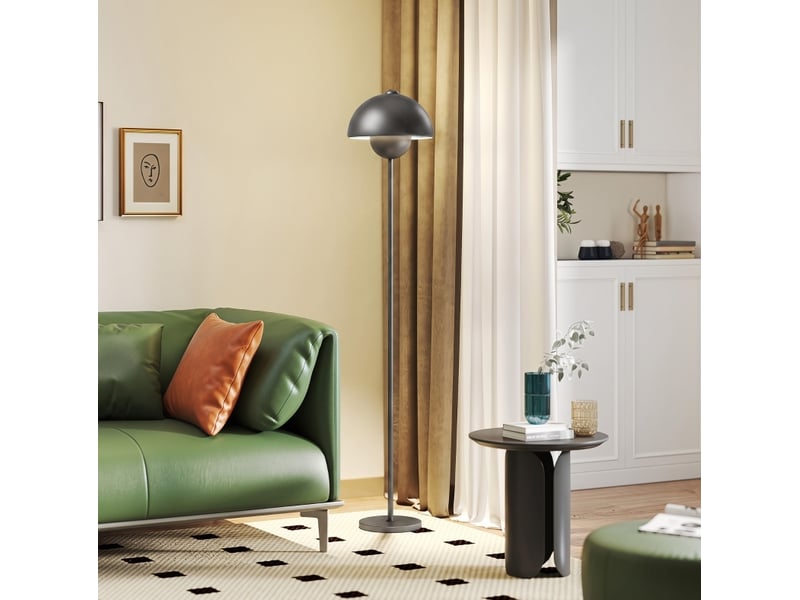  Lampadaire ø30 x h155 cm gris en métal, abat-jour rond avec interrupteur au pied et câble 1,8 m  - Conforama E