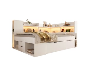Lit avec rangement 140x200 cm coloris blanc