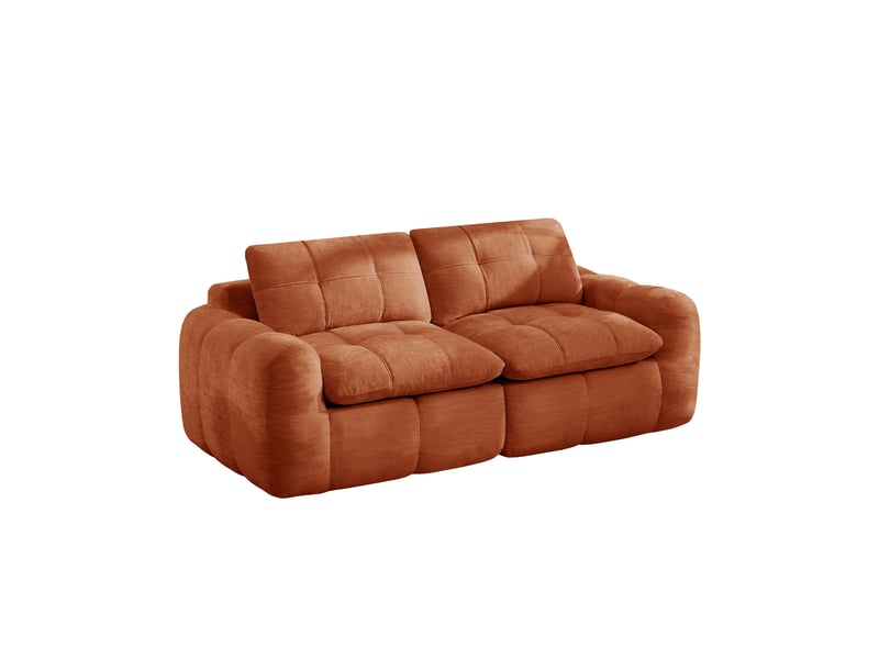  Canapé fixe, droit, modulaire, en tissu chenille, orange 194x97x68cm - Conforama E