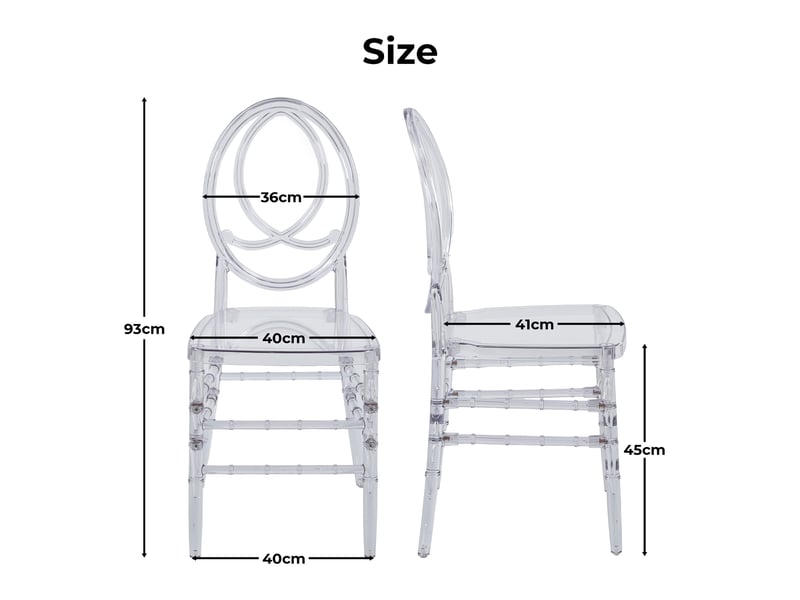 Lot de 4 chaises de salle à manger,40x50x93 cm,transparentes,plastique  - Conforama C