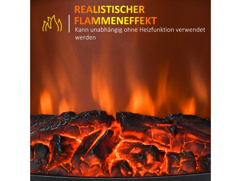  Cheminée électrique sur pied noire 2000 w, effet flammes led, protection contre la surchauffe, métal  - Conforama D