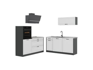 Vicco cuisine, blanc campagneanthracite, 160cm plan de travail marbre