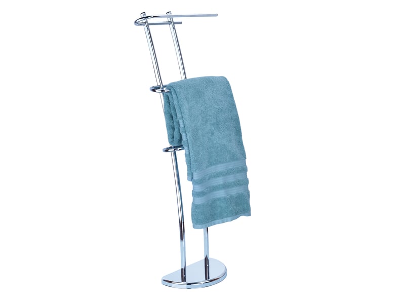 Porte-serviettes Sur Pied FRAMADO DUO - 45x21x86 Cm, Métal, 4 Barres, Patins Antidérapants, Livré Monté, Couleur Blanc