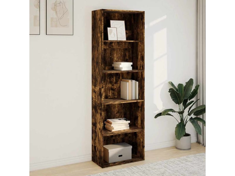  Bibliothèque, étagère de rangement chêne fumé 60x30x189 cm bois d'ingénierie  - Conforama C
