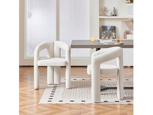 Lot de 2 chaises de salle à manger avec accoudoirs en chenille beige