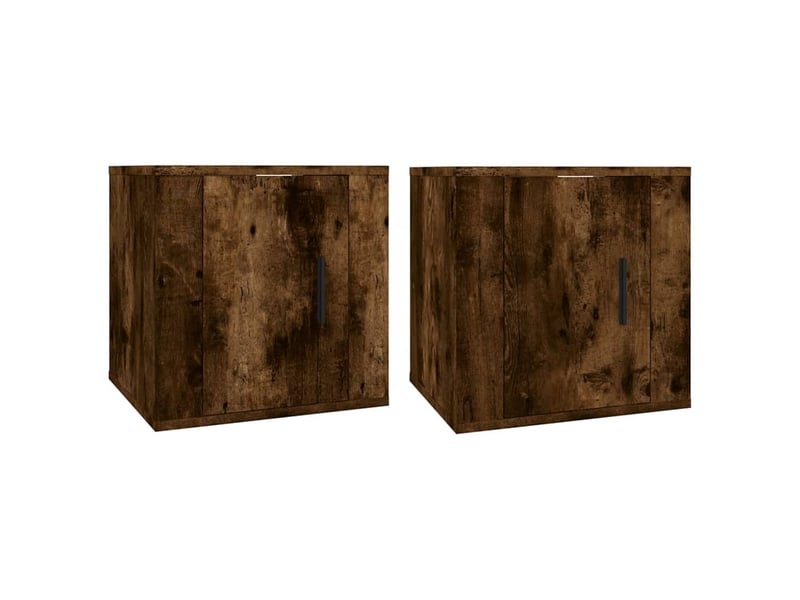  Lot de 2 meuble tv mural, meuble tv suspendu chêne fumé 40x34,5x40 cm  - Conforama A