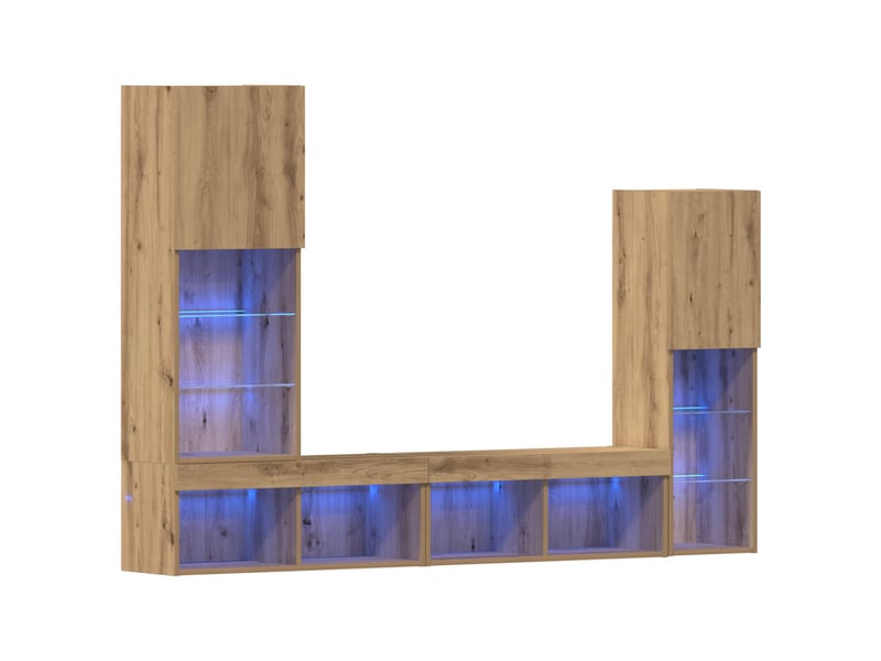 Meuble tv - banc tv - meuble de rangement 4 pcs chêne artisanal bois d'ingénierie - Conforama A