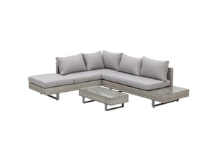Salon de jardin d'angle 5 places – design contemporain – table incluse
