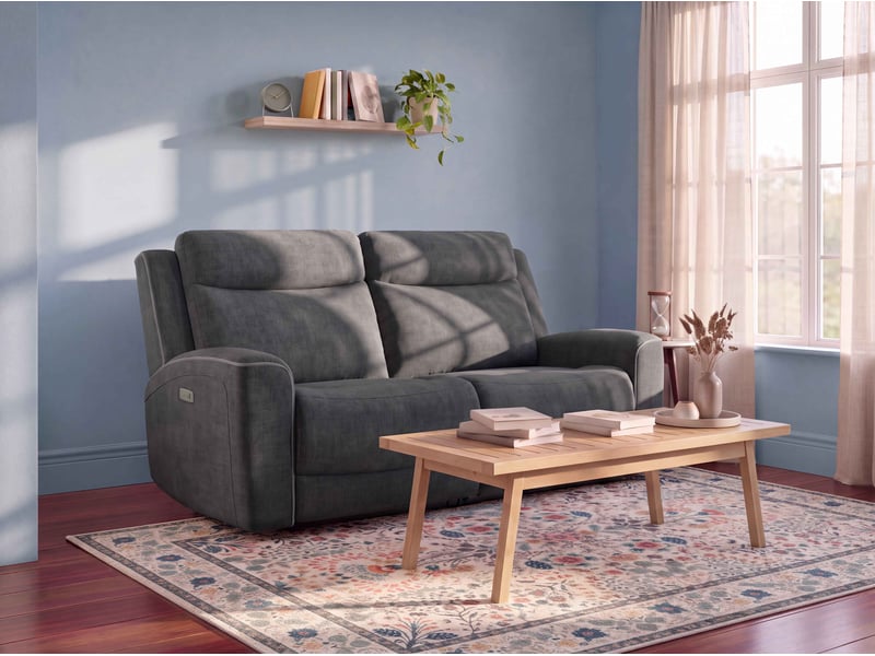 Canapé droit relax électrique 3 places BESTA coloris gris - Conforama B