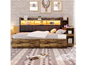 Lit simple 90x200 cm OKWISH coloris naturel