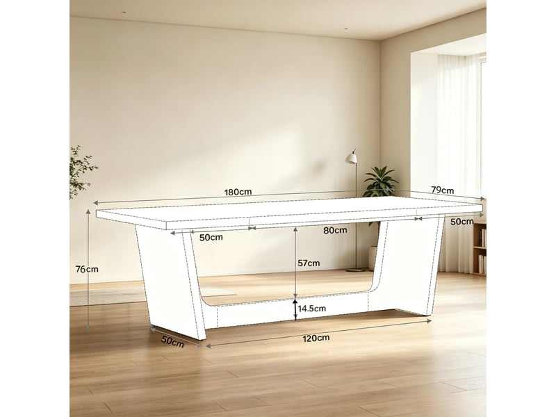  Table de salle à manger 6 à 8 places en bois marron, style campagne, idéale pour vos repas et réceptions  - Conforama C