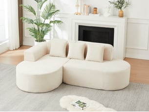 Canapé d'angle compressé gauche fixe <strong>BGSRYAO</strong> <strong></strong> 4 places Velours beige