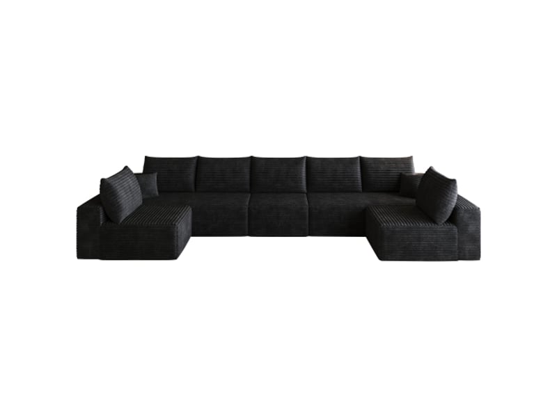  Canapé d'angle modulable 425 cm – sans montage, en l, chaise-longue, assise profonde, noir, salon  - Conforama A