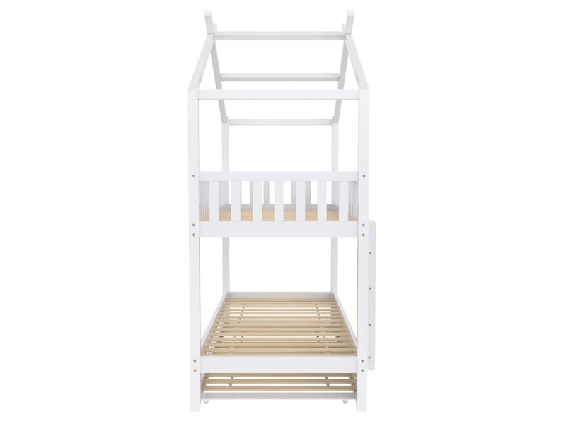  Lit superposé enfant 3 places - 90x200 cm - extensible - bois massif - blanc  - Conforama R