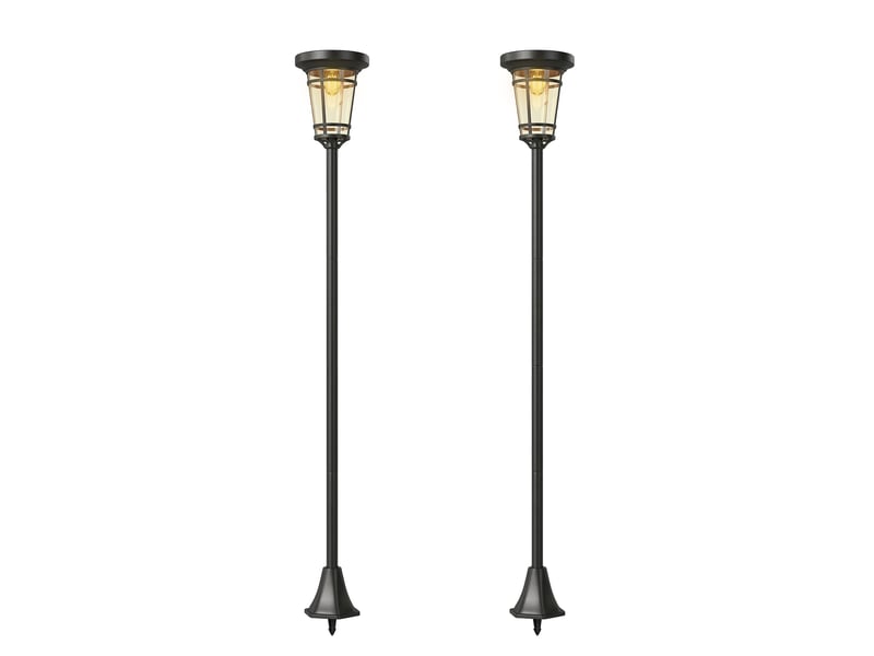  Ensemble de 2 lanternes solaires sur pied, hauteur réglable de 180 cm, 2 modes de luminosité, interrupteur à capteur de lumière, ip44  - Conforama B