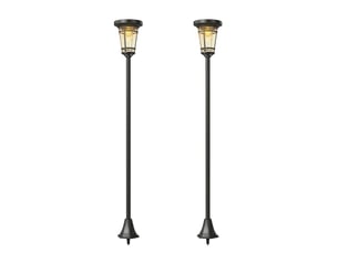 Ensemble de 2 lanternes solaires sur pied, hauteur réglable de 180 cm, 2 modes de luminosité, interrupteur à capteur de lumière, ip44