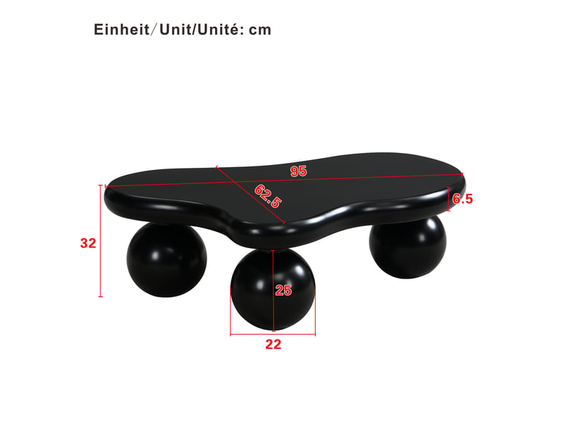  Table basse noire en forme de nuage avec éclairage led – disponible en 16 couleurs, design en forme de nuage, pieds ronds, un élément élégant pour les salons modernes et les chambres d'enfants  - Conforama C