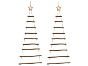 Sapins de noël - arbre de noël suspendus avec étoiles supérieures 2 pièces 55 x 120 cm branche naturelle
