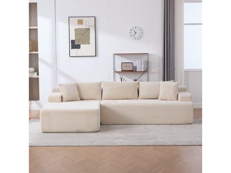 Canapé modulaire en tissu - tissu chenille doux - rembourrage mousse haute élasticité 30d - fond antidérapant Ivoire - Conforama D