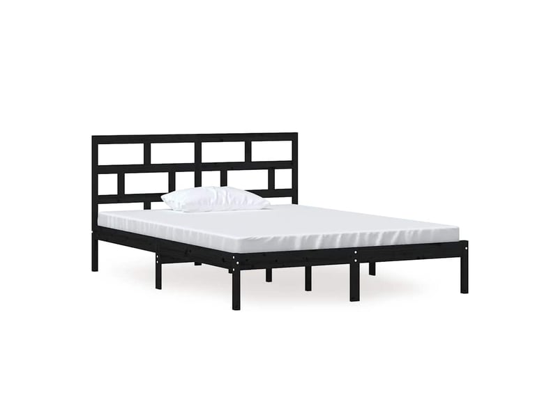  Lit double- lit adulte -  cadre de lit sans matelas noir bois massif  - Conforama A