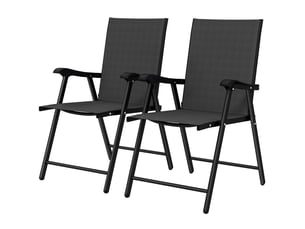 Lot de 2 chaises de jardin pliantes acier et textilène noir 58 x 62 x 97 cm