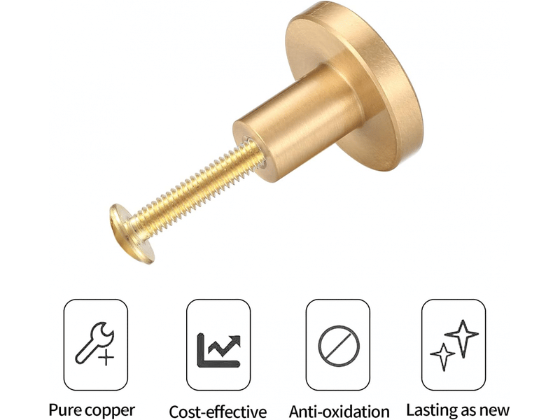Jeu de 6 boutons pour tiroirs de 25 mm de diamètre, boutons dorés pour meubles, boutons ronds pour armoires pour décoration - Conforama B