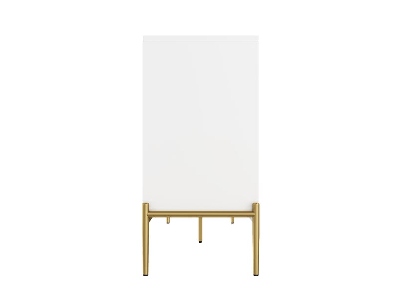  Buffet blanc, 4 portes, rangement, design moderne, façade texturée, structure robuste - mdf et panneaux de particules - 162x40x80cm  - Conforama D