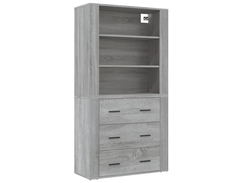  Buffet haut - bahut - meuble de rangement sonoma gris bois d'ingénierie  - Conforama A