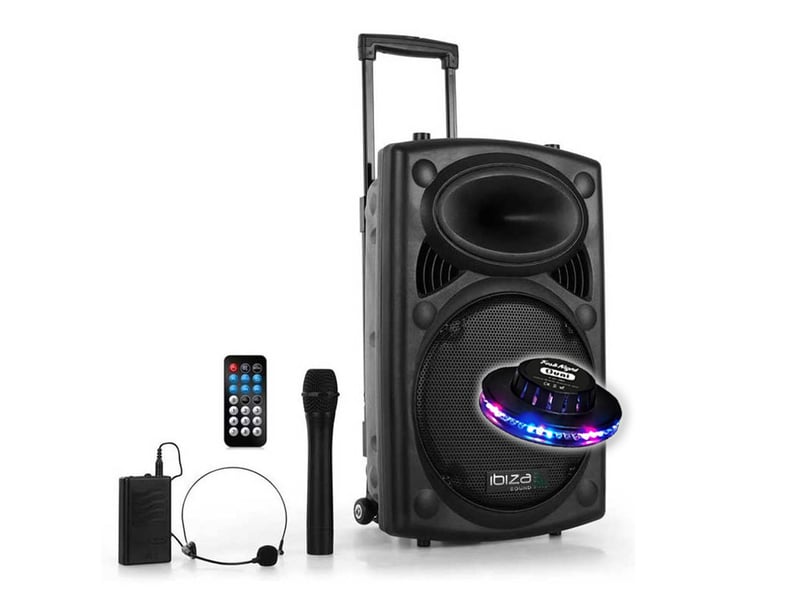  Système de sono portable 12 700w - usb-bt-rec-vox + 2 micros vhf - ibiza sound port12vhf-bt  - Conforama A