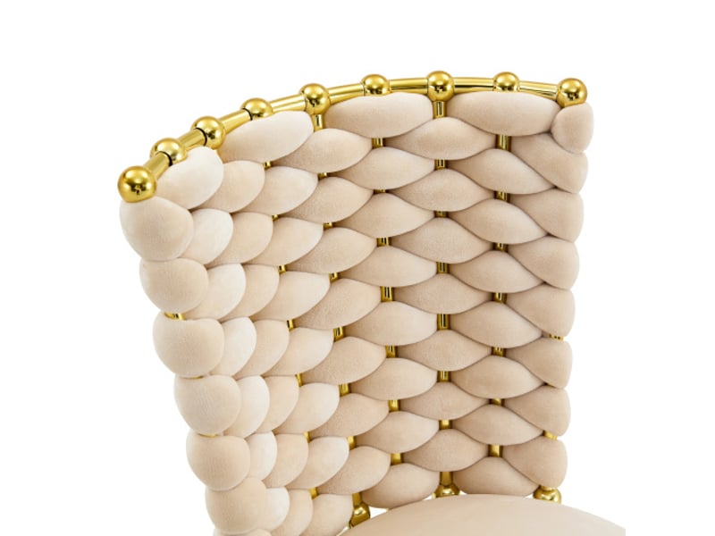  Ensemble de 2 chaises velours doré, pieds métal, assises et dossiers rembourrés, corde tressée  - Conforama E