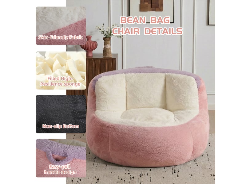  Pouf géant en fausse fourrure multicolore rose, blanc et violet T6011P533525 - Conforama D