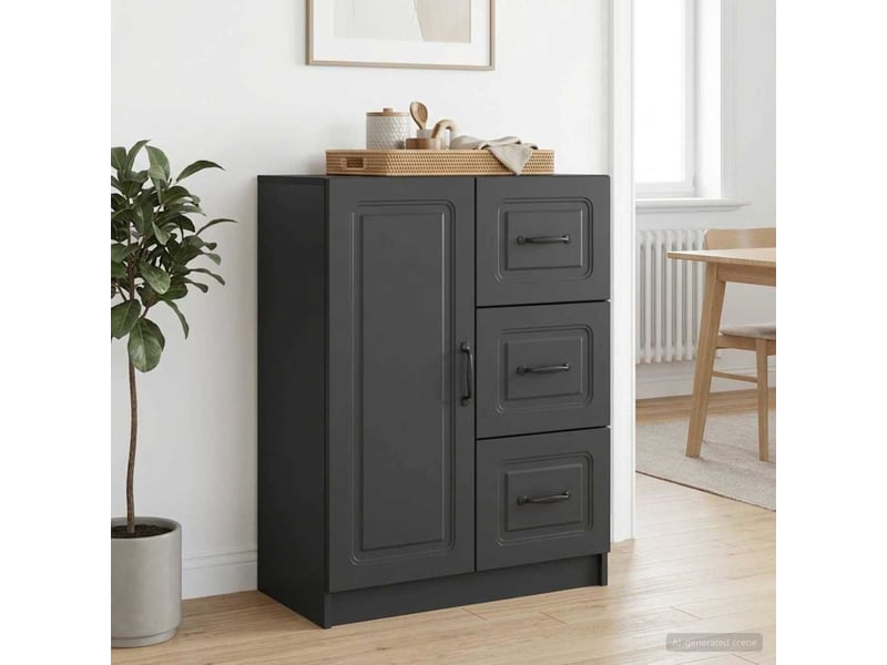  Buffet - bahut - meuble de rangement avec tiroir noir 66 x 34,5 x 87 cm bois d'ingénierie  - Conforama D