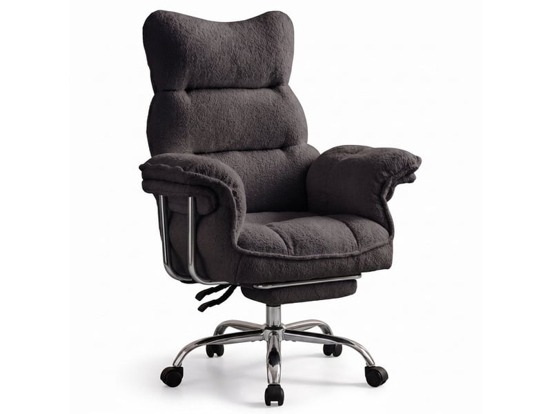  Dowinx fauteuil gaming ergonomique avec repose-pieds, ressorts ensachés, revêtement teddy fleece, charge max. 181 kg,noir  - Conforama A