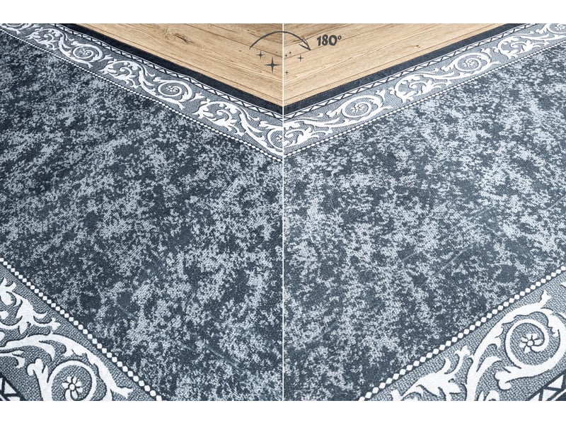  Tapis de couloir antidérapant lotus romantic 60980 classique, ornement gris lavable 120 cm 120x920 cm  - Conforama C