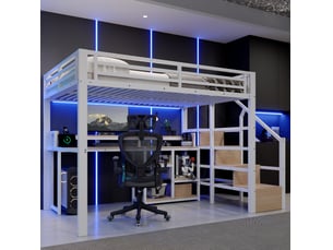 Lit mezzanine 140x200 cm <strong>COVREO </strong>  <strong></strong> coloris blanc