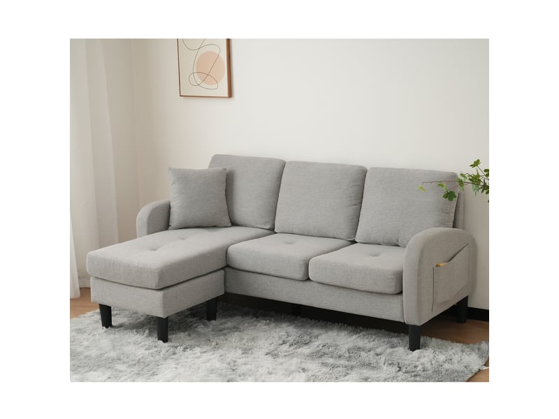 Canapé d'angle avec méridienne réversible 3 places 166 x 118 x 77 cm modulable compact - Conforama C