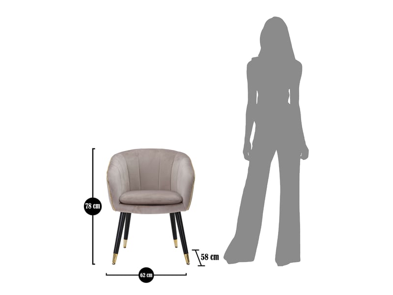  Fauteuil kaki, petite fauteuil avec accoudoirs, 62x58x78h cm gris Cachi - Conforama C