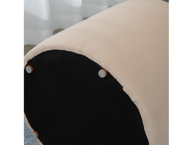  Pouf rond beige ø44x47,5 cm en polyester avec rangement et plateau réversible  - Conforama D