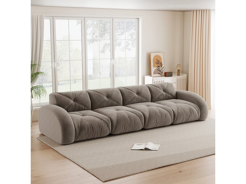 Canapé modulable, canapé 4 places – sans montage, en chenille, taupe, base antidérapante, sans cadre - Conforama C