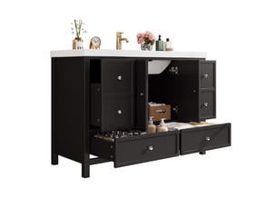 Meuble vasque sur pied 120x50x86,5 cm à 4 tiroirs, noir