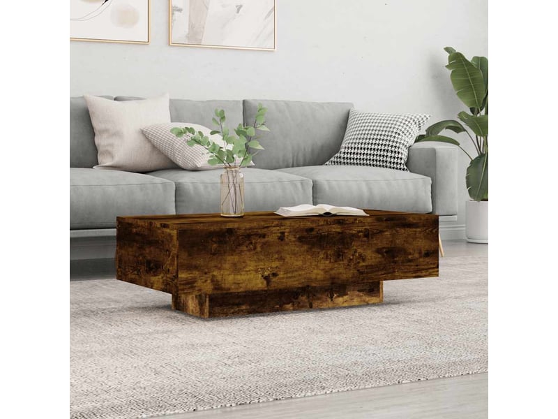  Table basse rectangulaire | table de salon chêne fumé 100x49,5x31 cm bois d'ingénierie  - Conforama B
