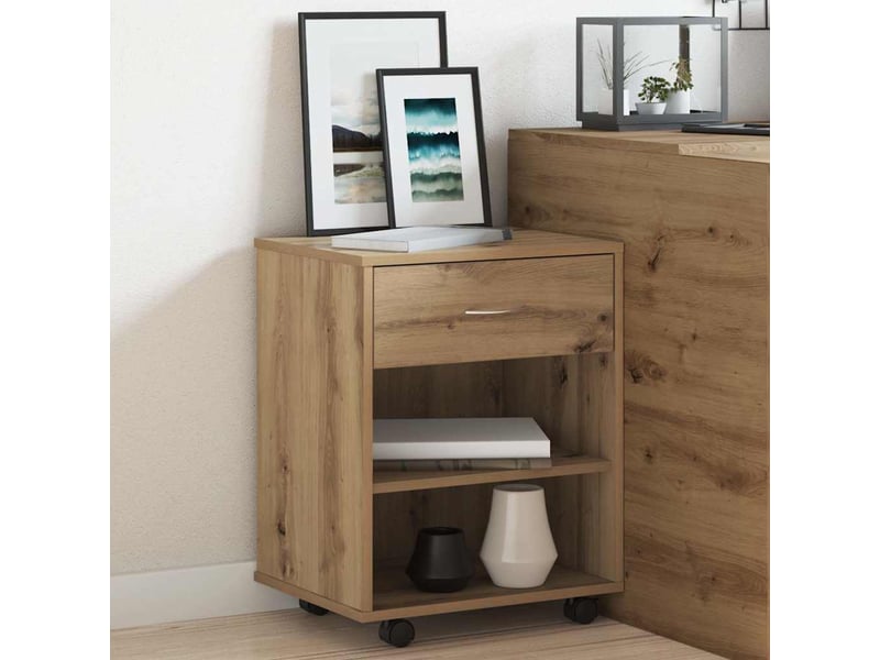  Armoire de rangement roulante chêne artisanal 46x36x59 cm bois d'ingénierie  - Conforama C