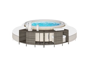 Lot de 2 étagères de rangement pour spa gris résine tressée cf42821