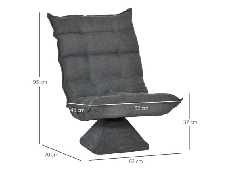  Fauteuil de sol inclinable et pivotant en microfibre grise, dossier réglable pour salon et bureau  - Conforama C