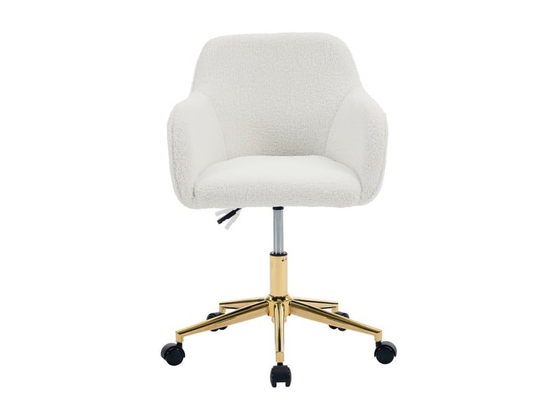  Fauteuil de bureau pivotant réglable 58x58x86 cm en tissu bouclette ivoire  - Conforama E