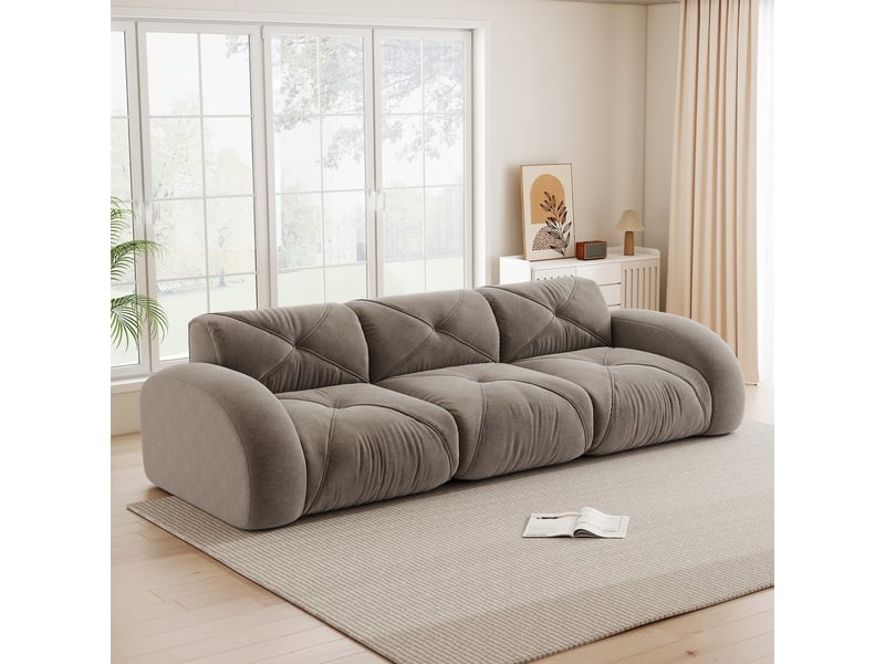  Canapé modulable, canapé 3 places – en tissu chenille, sans montage, sans cadre, taupe, base antidérapante  - Conforama R