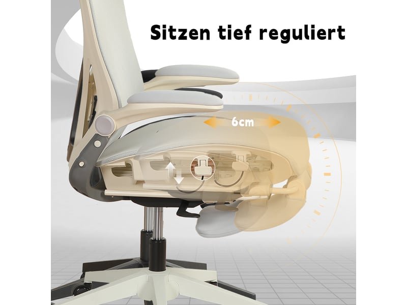  Chaise de bureau ergonomique pliable avec appui-tête 3d - lpospi - soutien lombaire réglable, maille - gris  - Conforama E