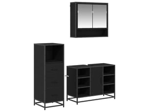 Ensemble de mobilier de salle de bain 3 pièces chêne noir cf64464