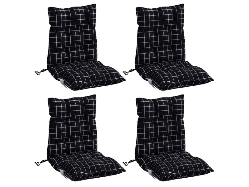  Lot de 4 coussins d'extérieur, coussins de chaise motif à carreaux noirs 100 x 50 x 7 cm cf56415  - Conforama C